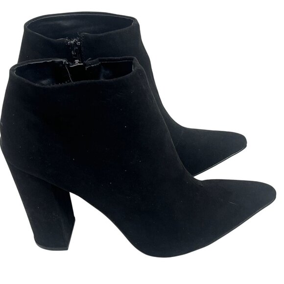 Shoedazzle Faux Suede Ankle Booties Women’s 9.5 Black High Heel Boots Fall - Picture 4 of 13